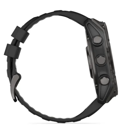 Garmin fēnix® 8 – 47 mm, AMOLED Sapphire, Titane Carbon Gray DLC avec bracelet en silicone noir/gris galet