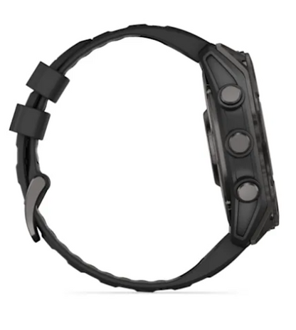 Garmin fēnix® 8 – 47 mm, AMOLED Sapphire, Titane Carbon Gray DLC avec bracelet en silicone noir/gris galet