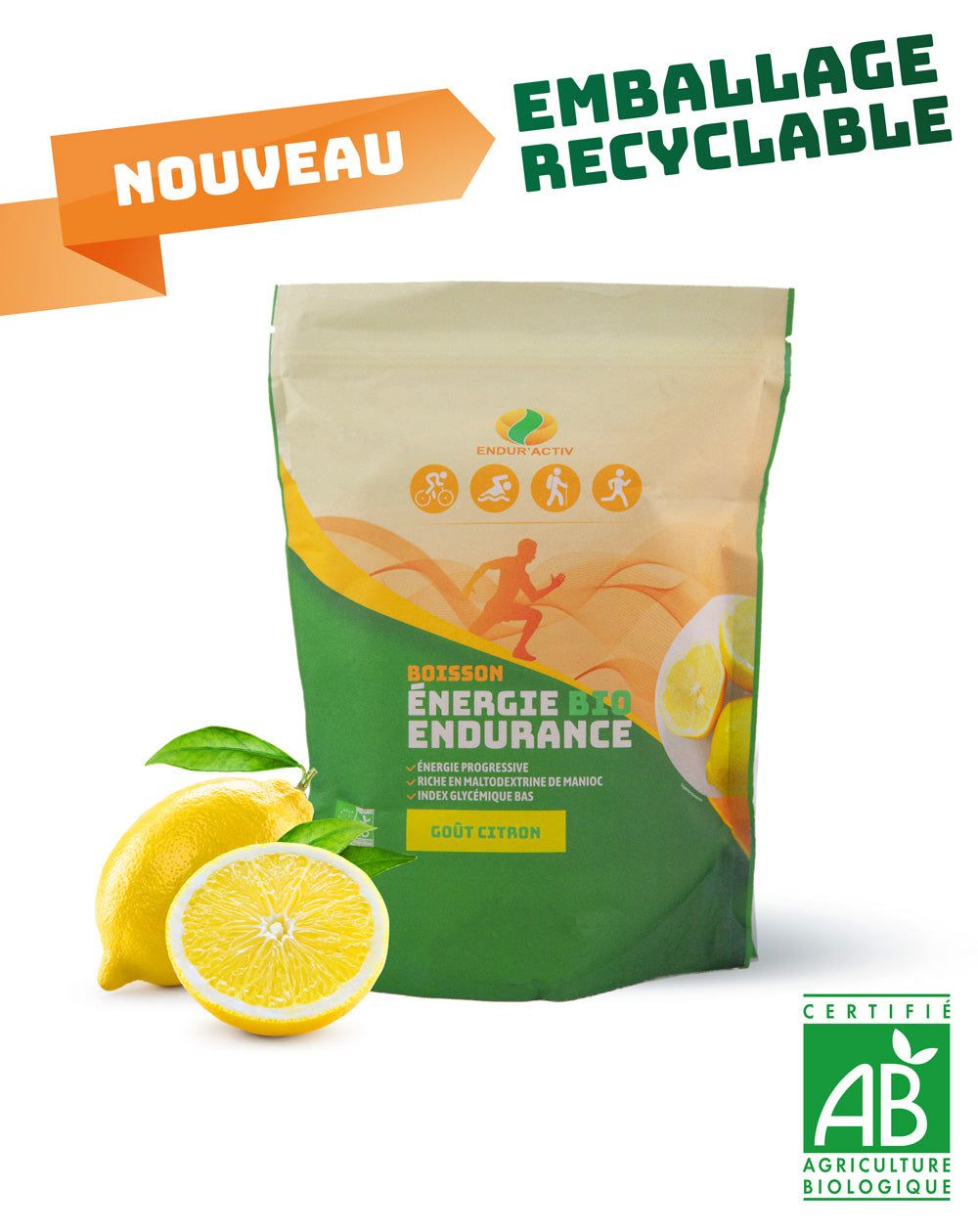BOISSON ÉNERGÉTIQUE BIO – LONGUE ENDURANCE CITRON